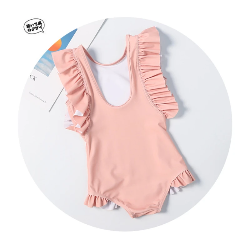 Traje de baño una pieza para niña con volantes y gorro - imagen 2