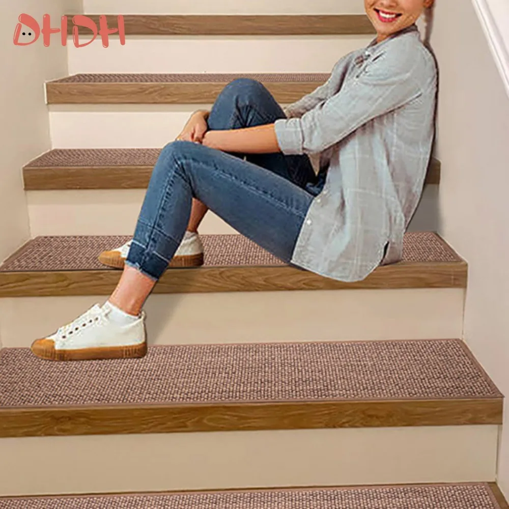 Alfombrillas antideslizantes de lino natural para escaleras