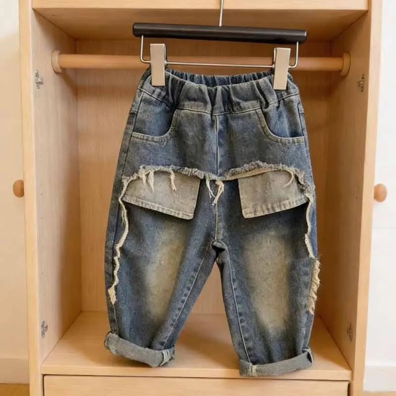 Pantalones vaqueros rectos de color liso para niños - imagen 4