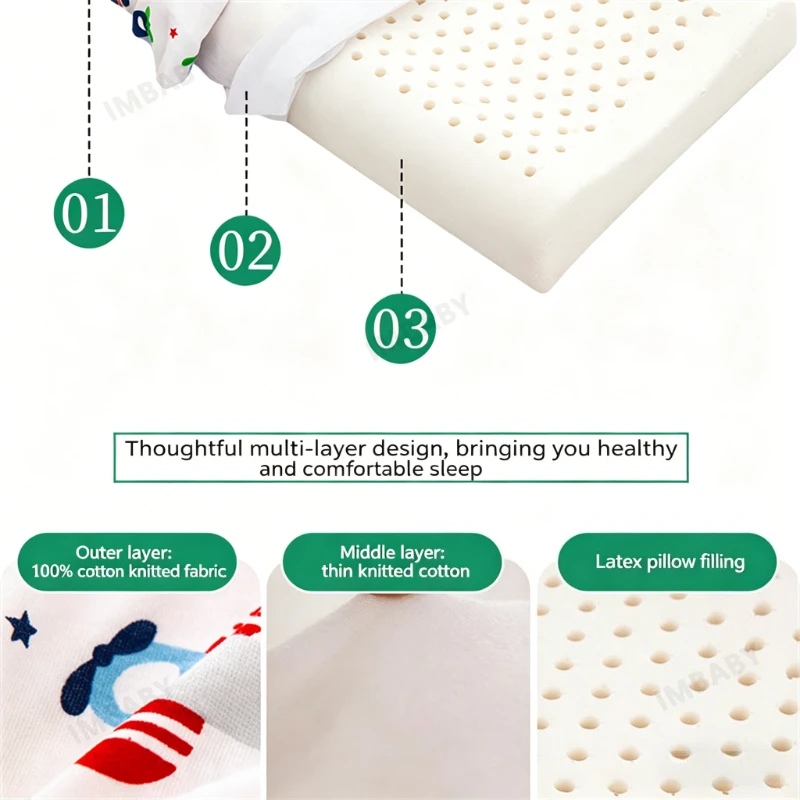 IMBABY Almohada infantil de látex natural ergonómica cervical - imagen 4