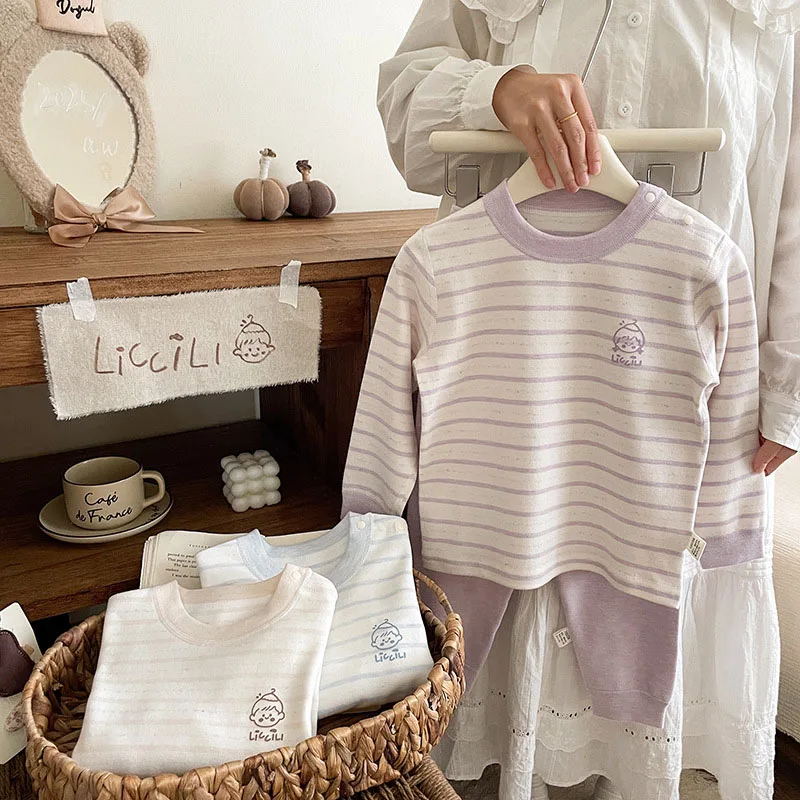 MILANCEL Pijama de algodón a rayas para niños y niñas - imagen 5