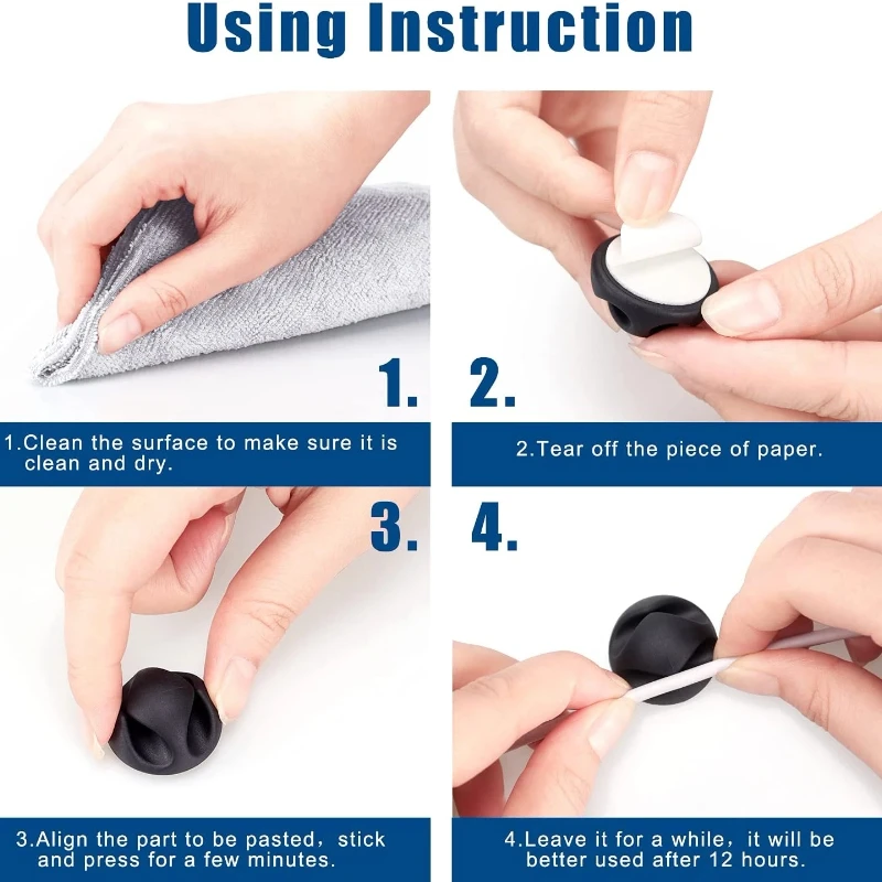 Vvocci organizador de cables silicona con clips para escritorio - imagen 3
