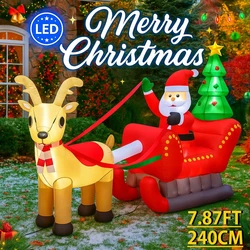 Trineo inflable de Papá Noel con luces LED para Navidad