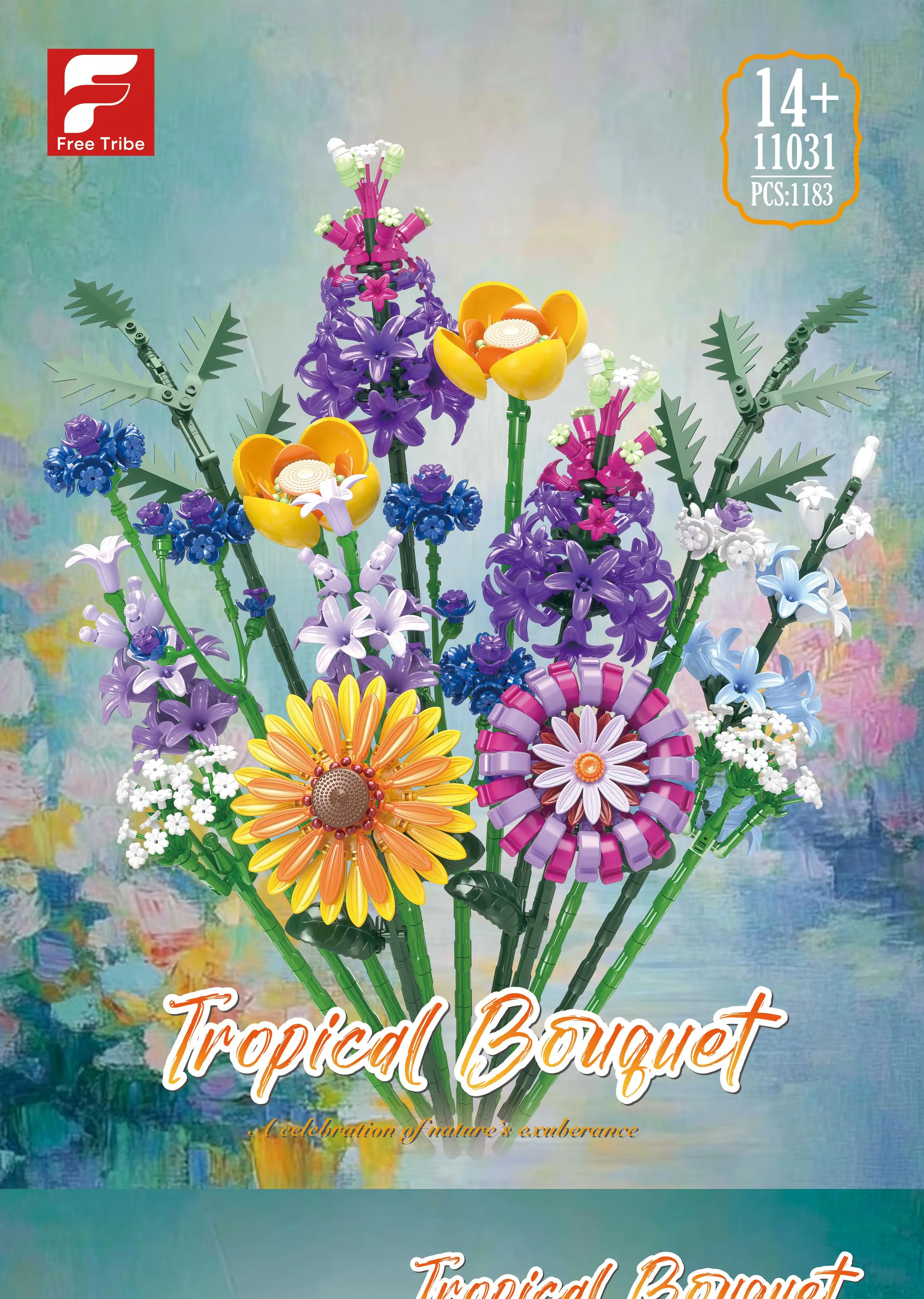 Ramo de flores preservadas montado con bloques