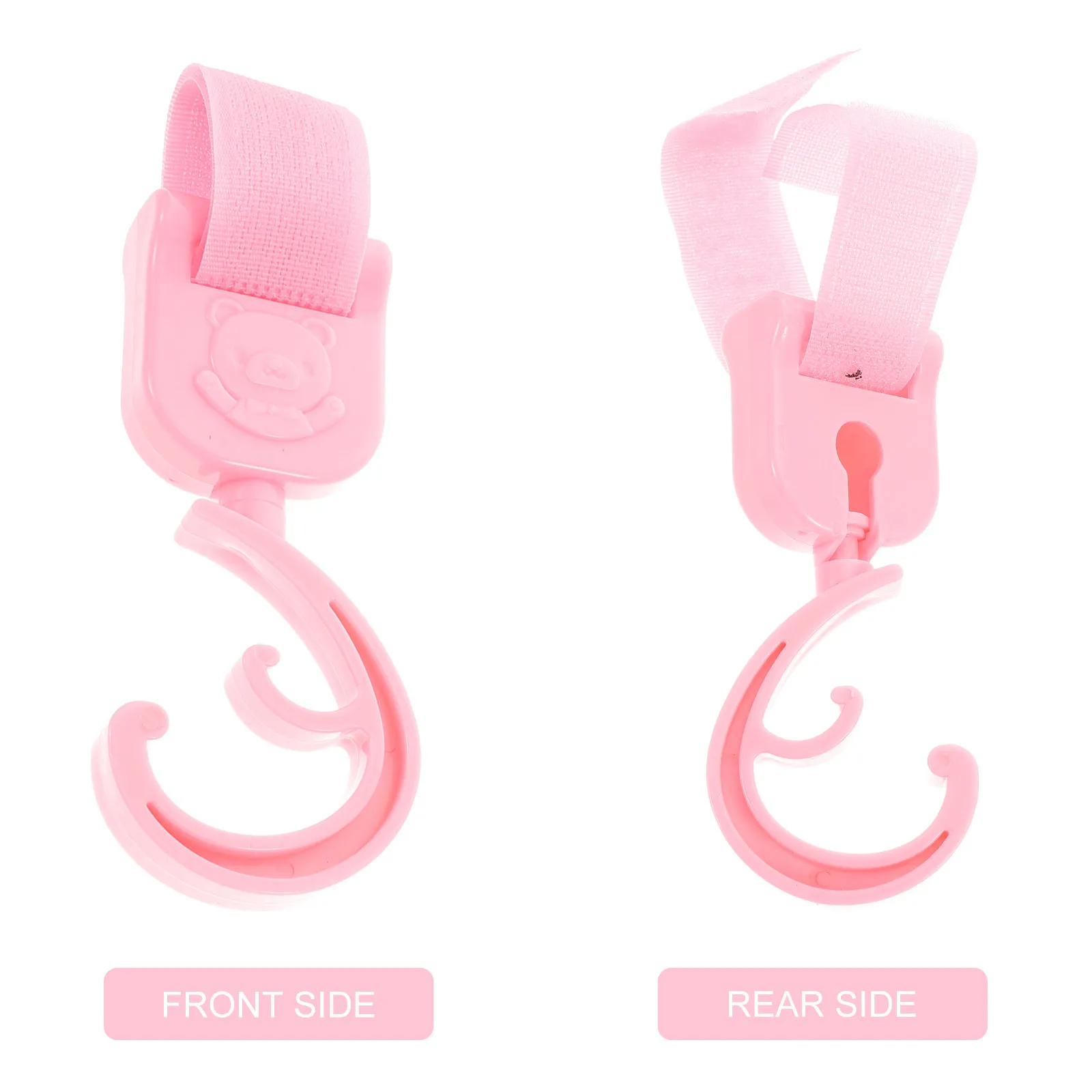 Ganchos para cochecito con mosquetón giratorio y clips carrito rosa - imagen 3
