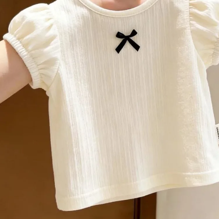 Camiseta de niña de verano con mangas abullonadas estilo coreano - imagen 5
