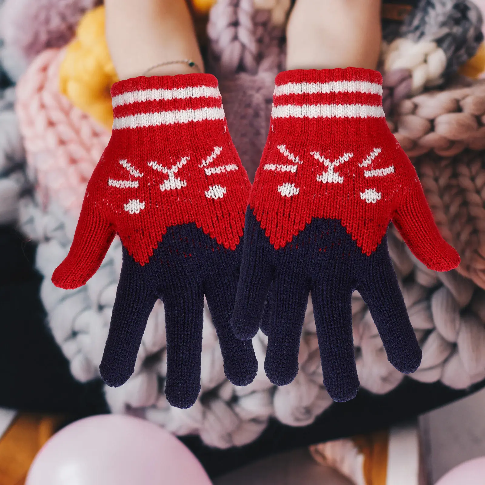 Guantes de invierno cálidos para niños tejidos con gatitos - imagen 4
