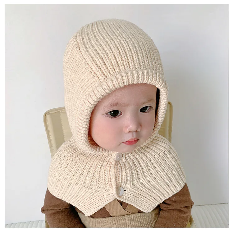 Gorro de invierno bebé con orejeras - Tejido sólido
