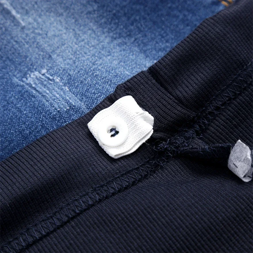 Jeans de maternidad de algodón con agujeros y bolsillos a contraste
