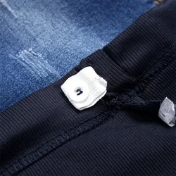 Jeans de maternidad de algodón con agujeros y bolsillos a contraste