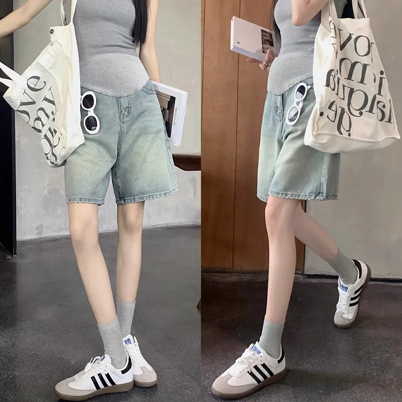 Pantalones cortos vaqueros de maternidad con soporte vientre - imagen 4