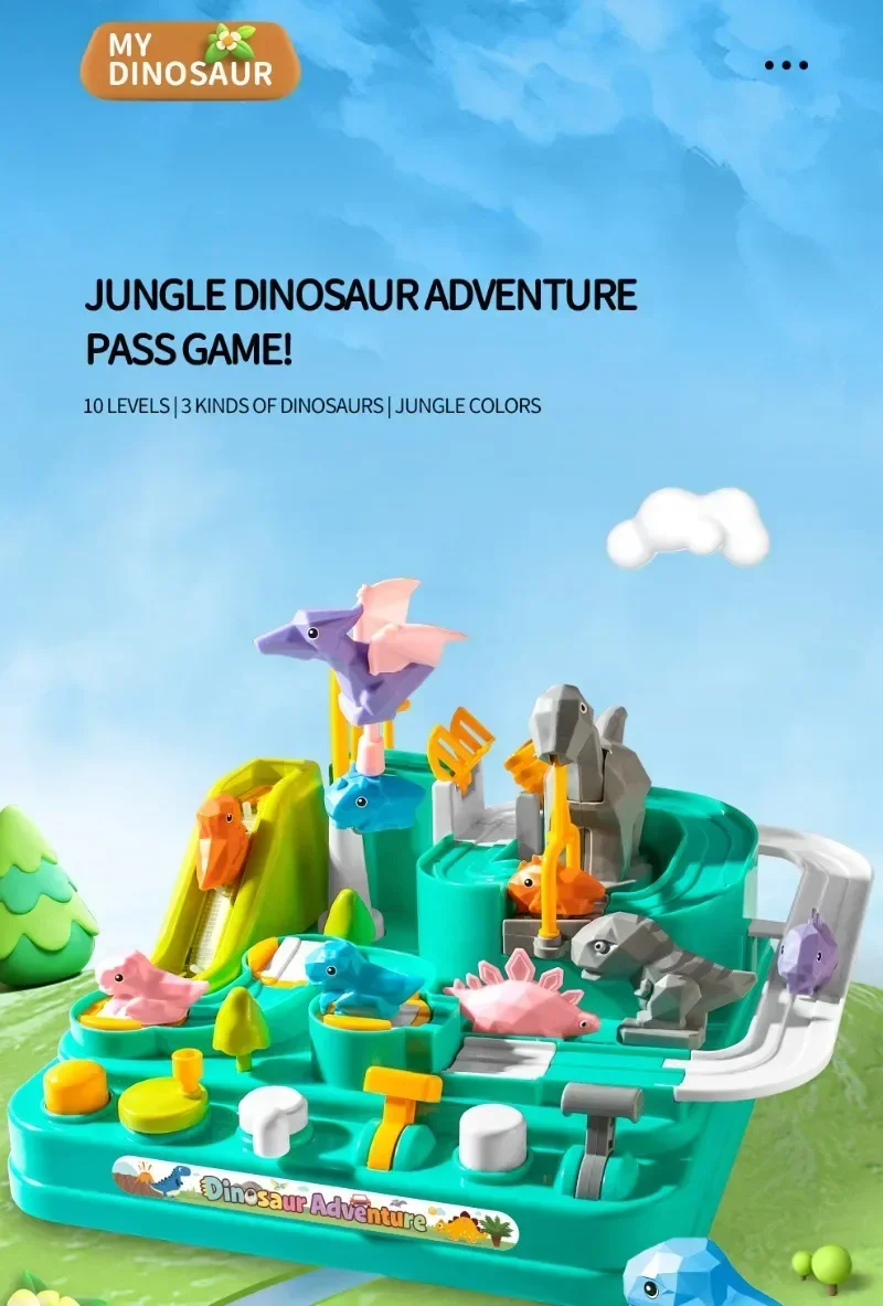 Pista de carreras con temática de dinosaurios