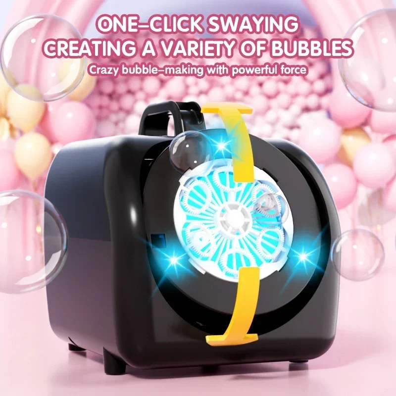 Máquina de burbujas portátil con luces LED para fiestas infantiles