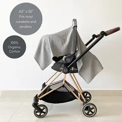 Funda muselina de algodón para cochecito – Manta gasa con parasol