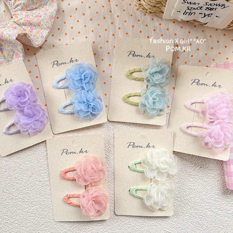Pinzas para el pelo infantiles con flor estilo princesa - imagen 4