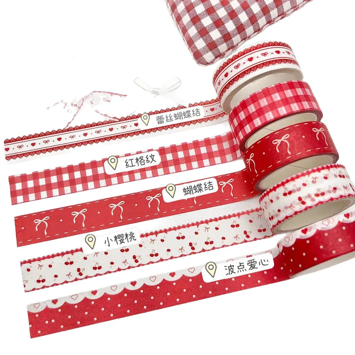 Cinta washi roja decorativa para manualidades y scrapbooking - imagen 5