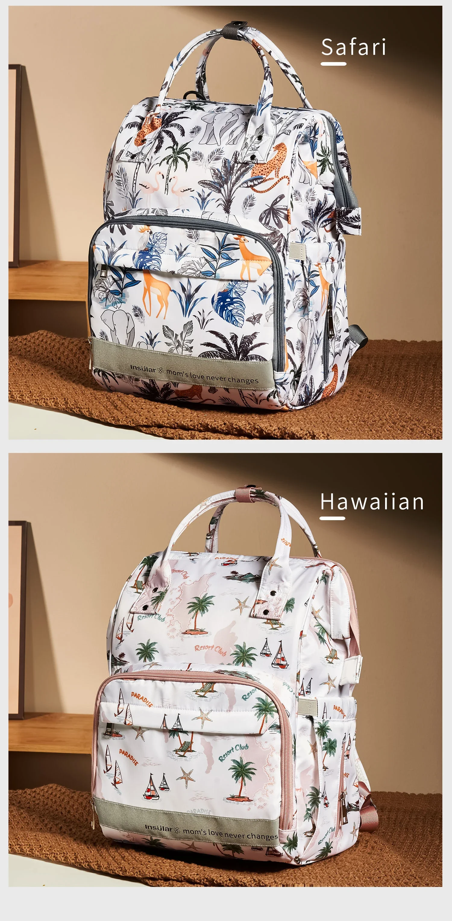 Bolsa de pañales con tejido impermeable para coche