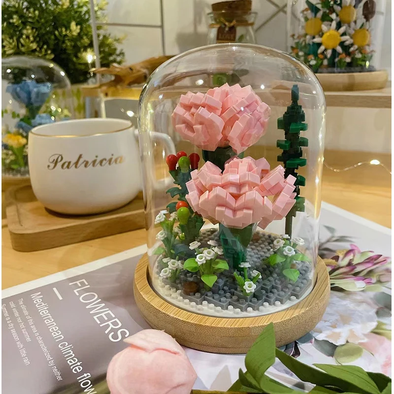 Bloques de construcción LED con flores eternas, bonsái decorativo - imagen 3