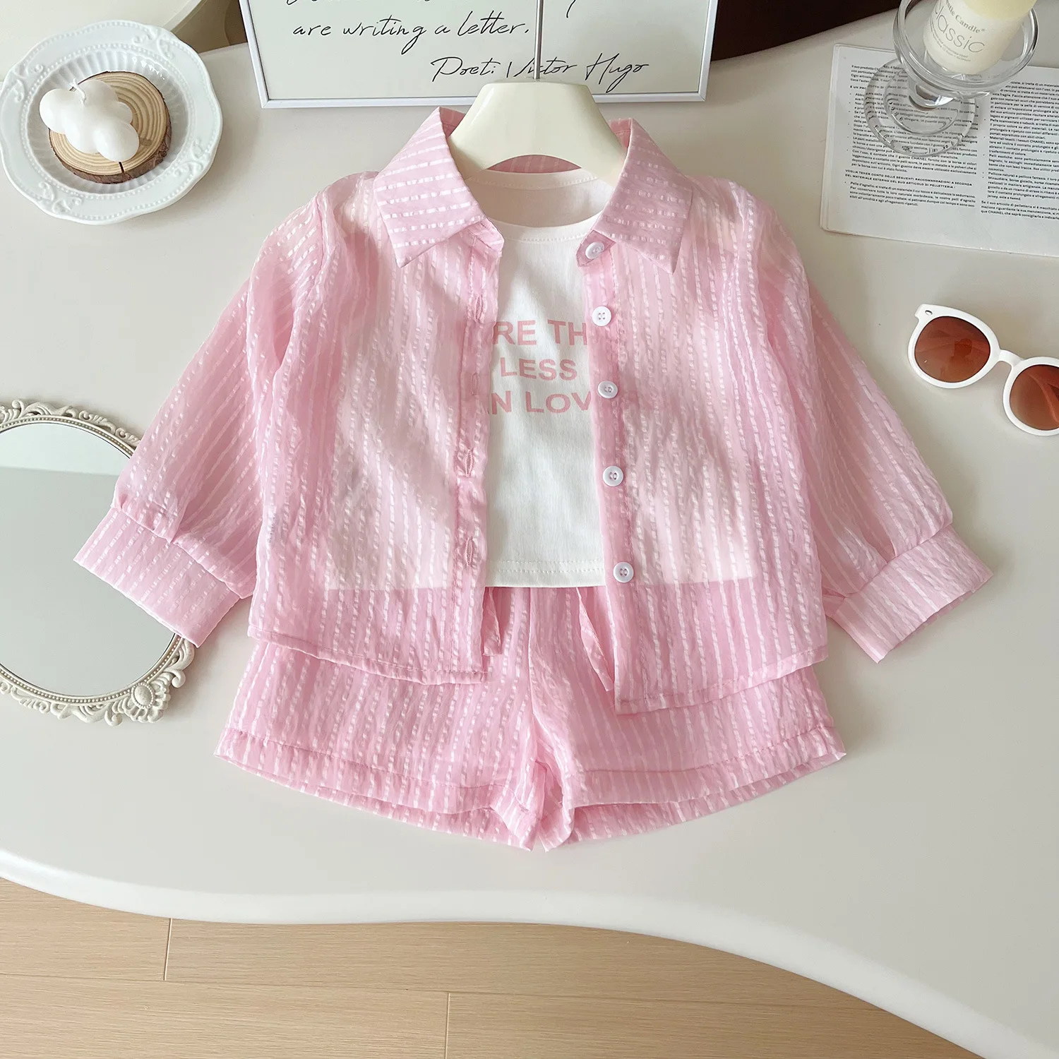 Conjunto verano niño tops manga larga chaleco y pantalón corto - imagen 4