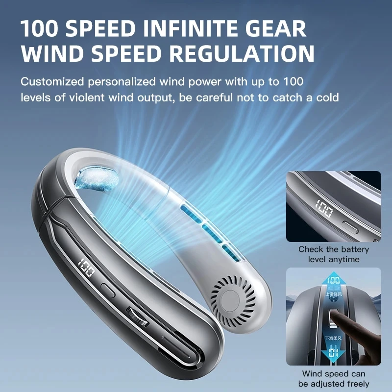 Ventilador de cuello portátil recargable sin aspas con USB - imagen 2