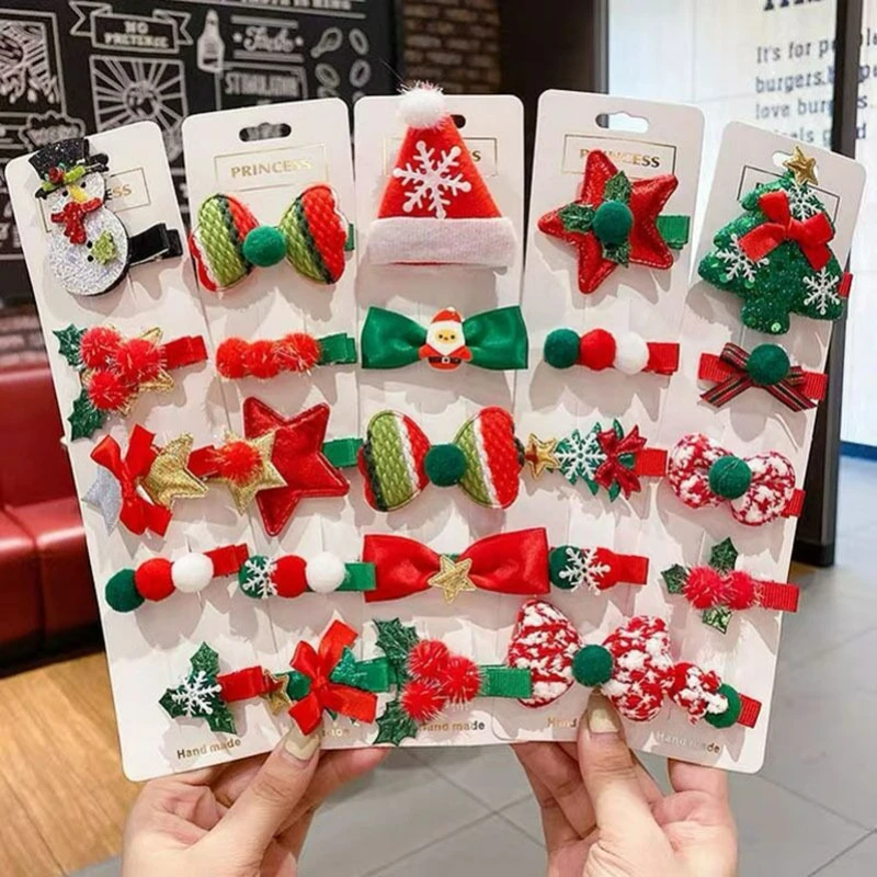Pinzas para cabello niños – Pack navideño con reno