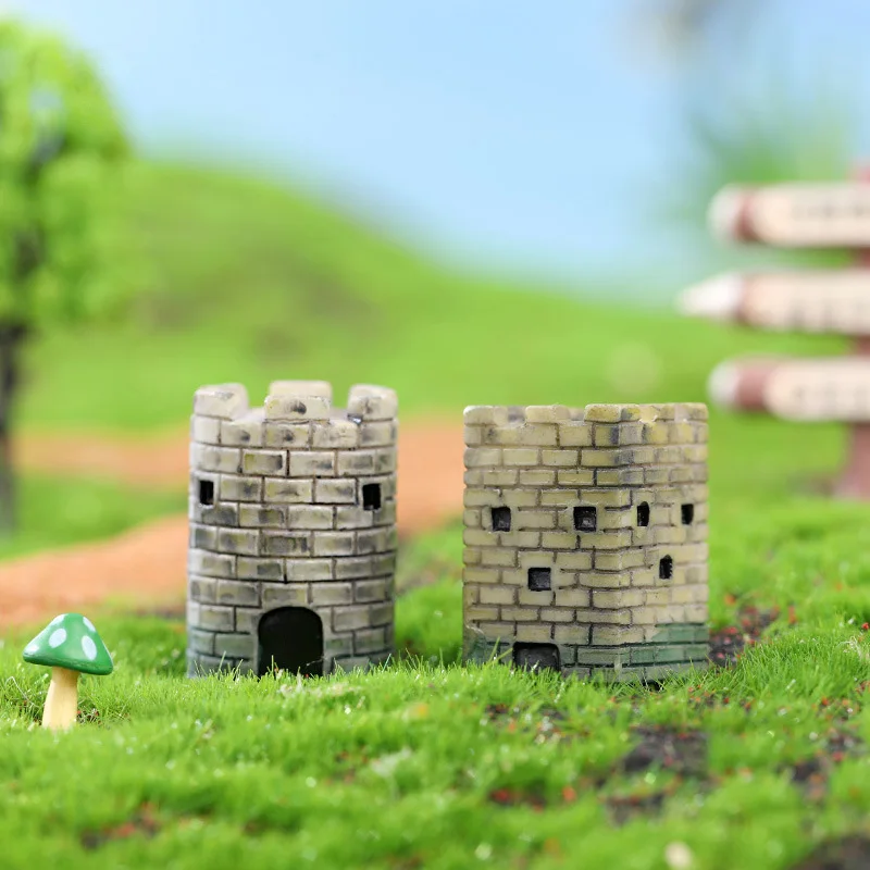 Castillo de resina en miniatura – Figurita decorativa para jardín de hadas - imagen 3