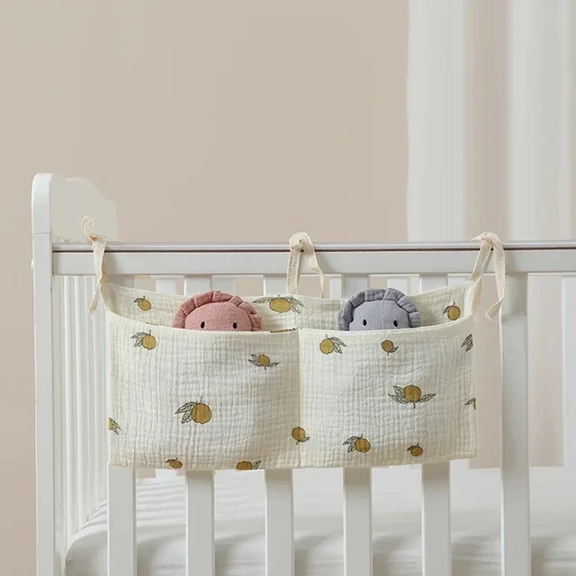 Bolsa de pañales de algodón para mesita noche – Organizador multiuso para bebé - imagen 4
