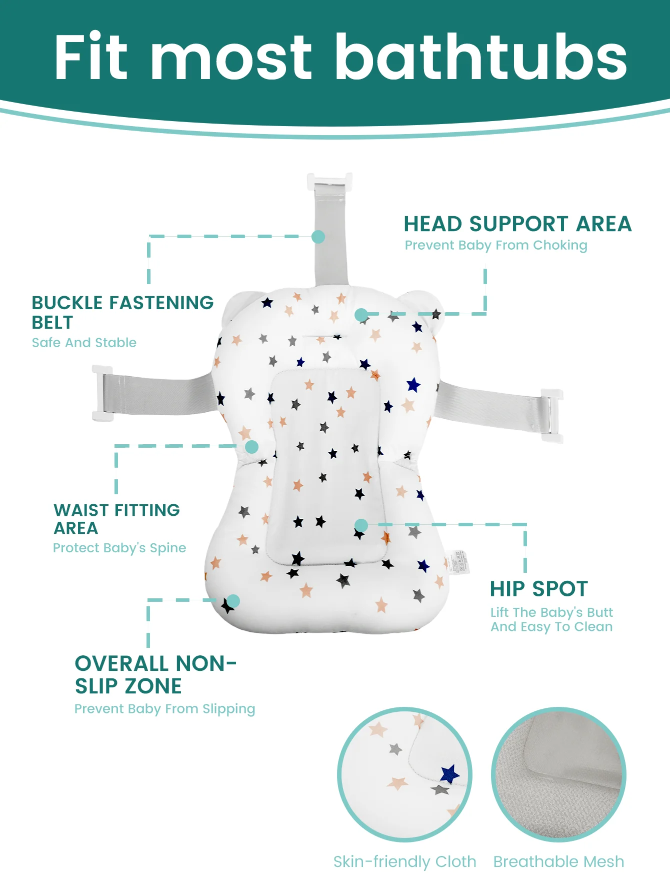 Asiento de baño antideslizante para bebé con malla 3D y acolchado - imagen 2