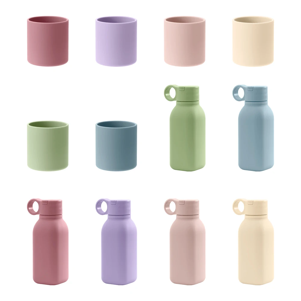 Taza de silicona con asas y tapa antigoteo