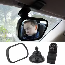Espejo para bebé en el coche con clip de succión ajustable - 2 en 1