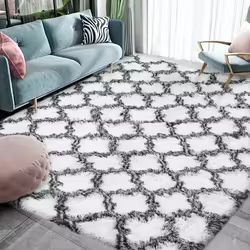 Alfombra felpa esponjosa cuadros geométricos para bebé