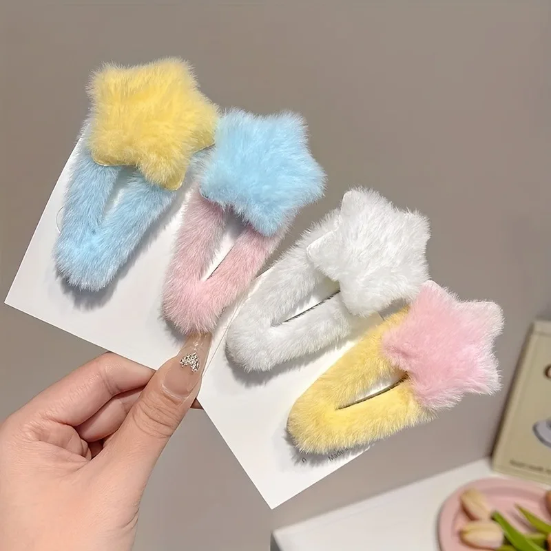 Pinzas de pelo con forma de estrella - Felpa suave para niña - imagen 4