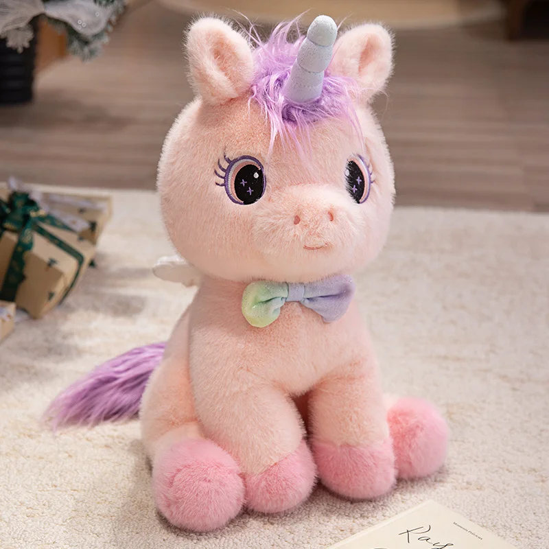 Peluche unicornio arcoíris con alas, almohada angelical - imagen 3