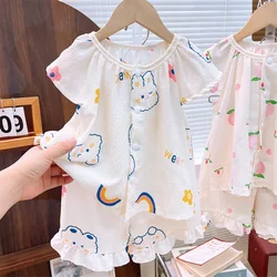 Conjuntos de verano para bebé con mangas de volante y pijama casual