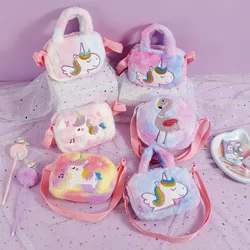 Bolso de felpa de unicornio para niña – Esponjoso y ajustable