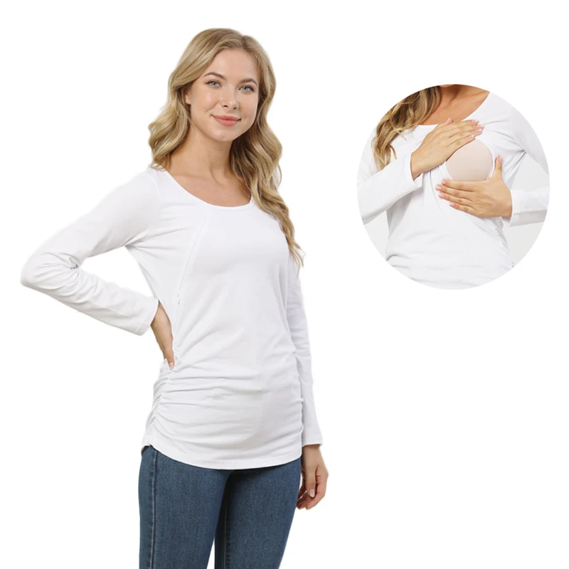 Camiseta premamá de lactancia manga larga holgada transpirable - imagen 4