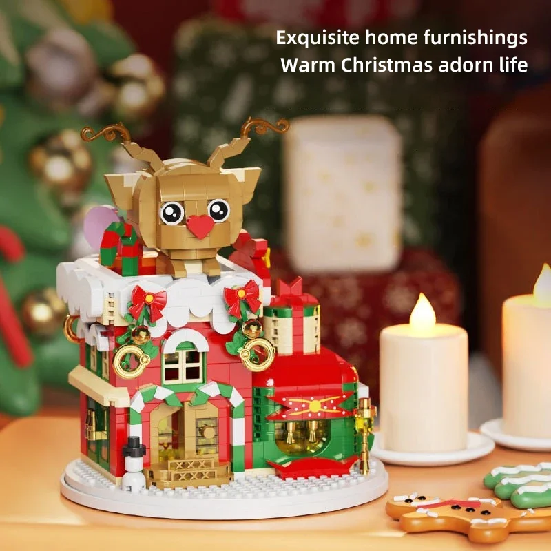 Bloques de construcción de invierno con mini figuras, luces - imagen 4