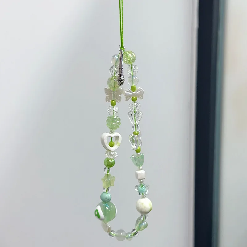 Cadena para teléfono móvil estilo lujoso verde con luz colgante - imagen 3