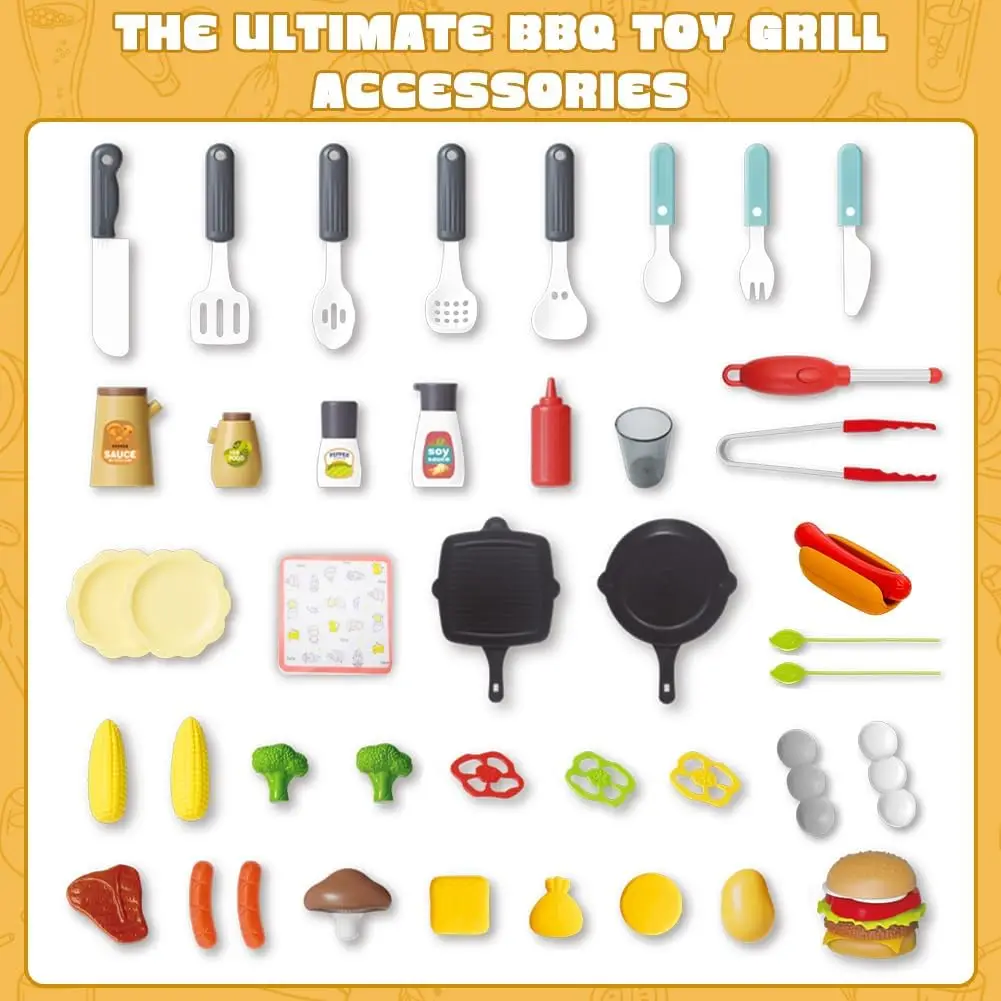Juego de parrilla infantil con sonido, luz y ruedas para barbacoa - imagen 5
