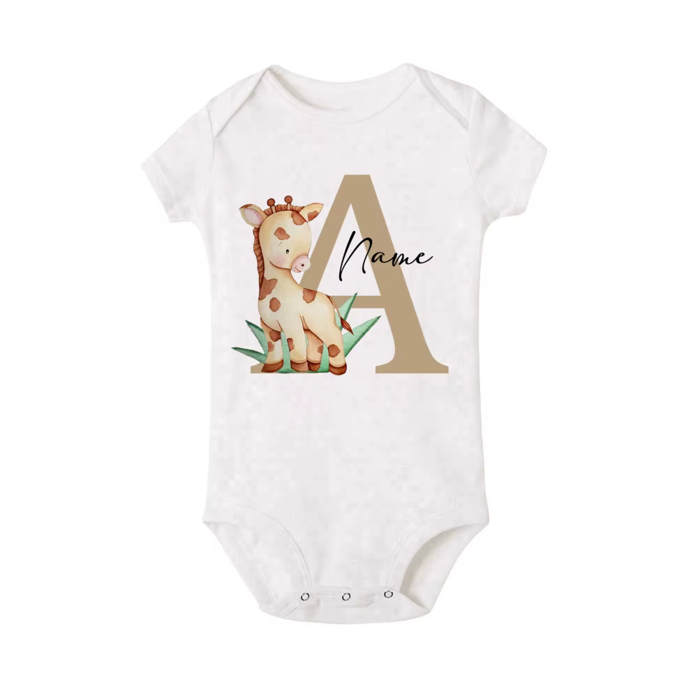 Pelele personalizado con nombre - Estampado Safari para recién nacido - imagen 3