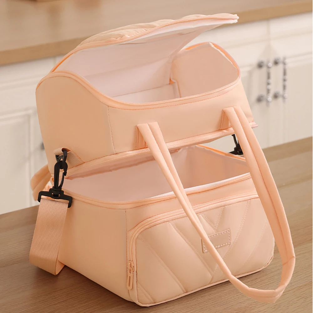 Bolsa de pañales aislante acolchada doble pastel portátil - imagen 3