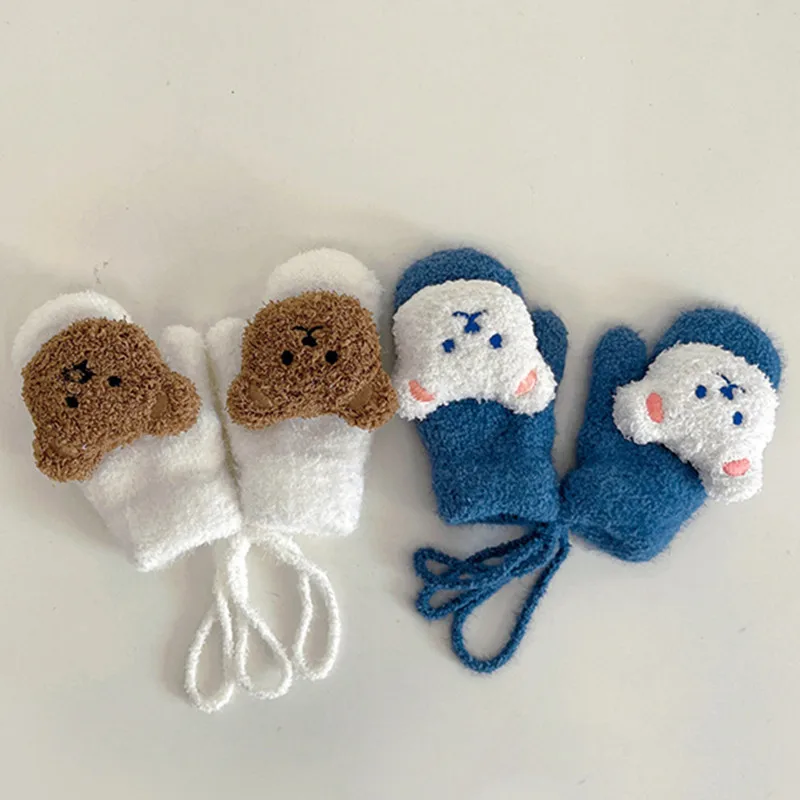 Manoplas de invierno para bebé – Guantes de punto con diseño de oso - imagen 2