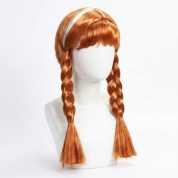Peluca infantil de cosplay rojo anaranjado con flequillo y coletas
