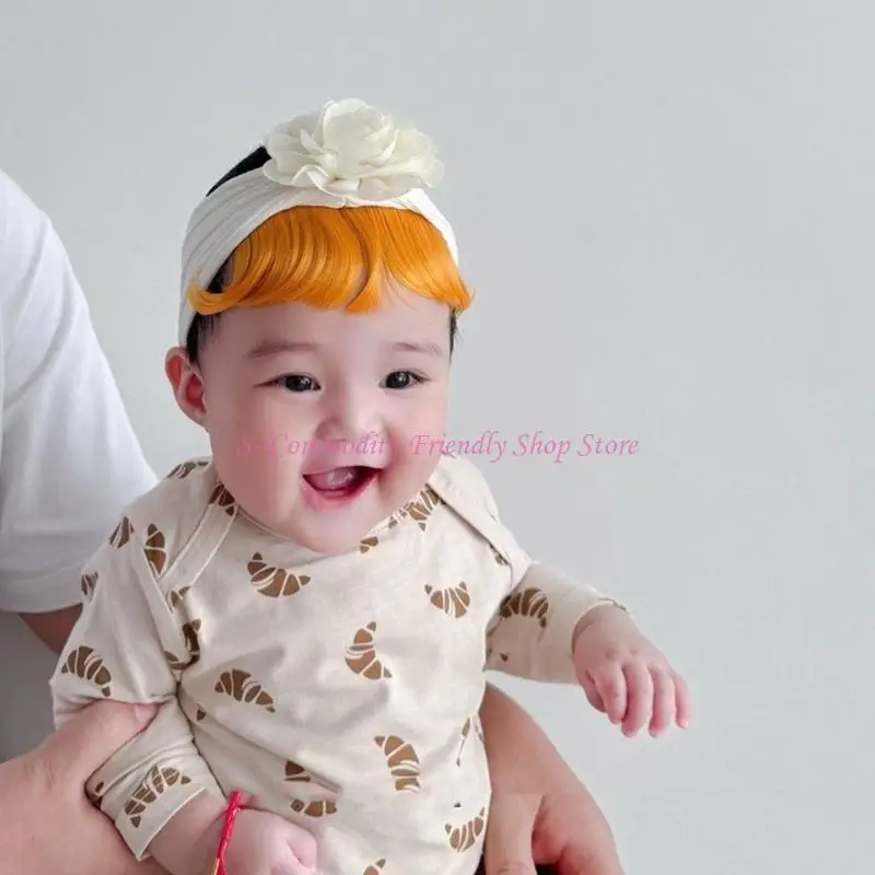 Diadema bebé con flores y flequillo efecto peluca unisex - imagen 2