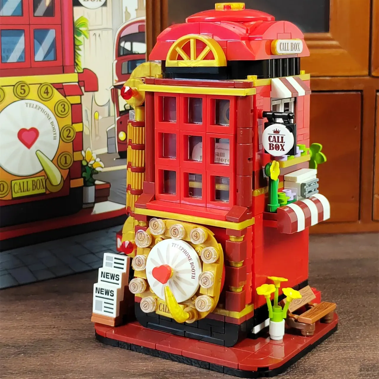 Rompecabezas de bloques Cabina telefónica retro DIY para niños - imagen 3