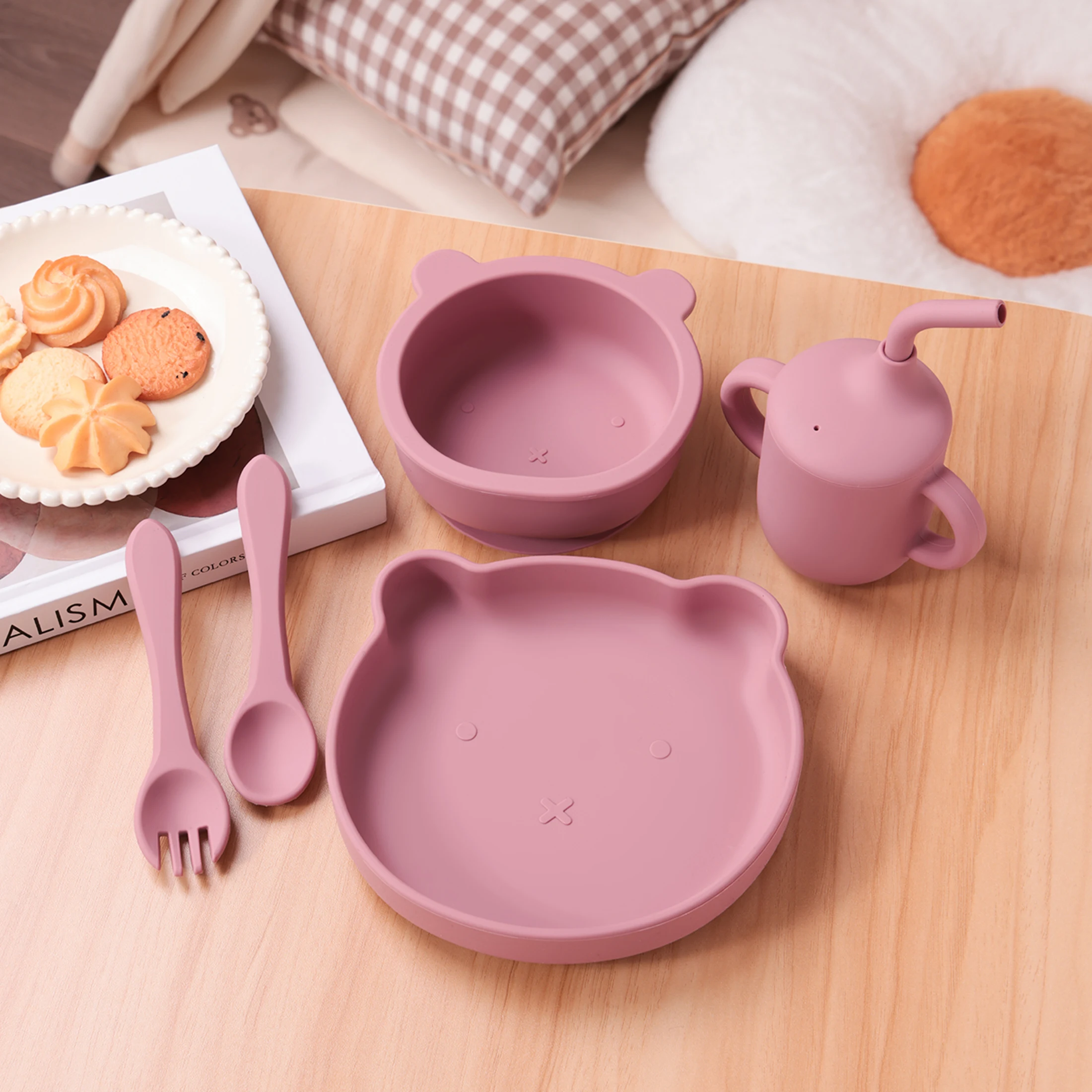 Dihes Set Vajilla Silicona Bebé con Plato, Cubiertos y Vaso - imagen 5