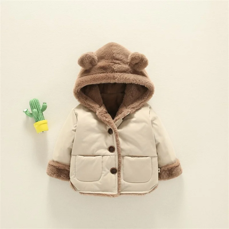 Abrigo de invierno acolchado para bebé con capucha - imagen 5
