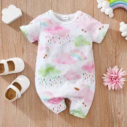 Pelele recién nacido con estampado de nubes y manga corta verano