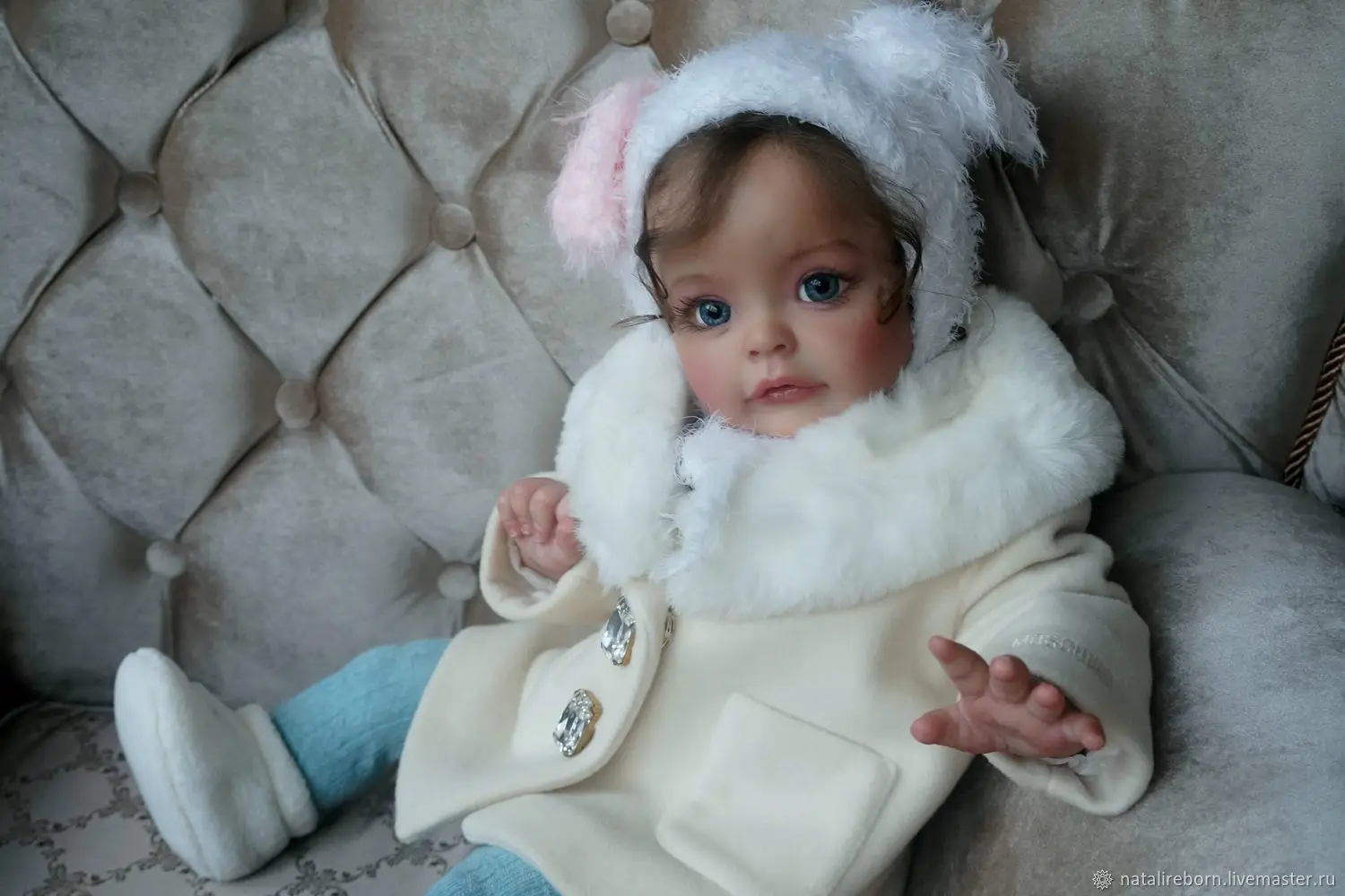 Sue-sue muñeca reborn realista con cuerpo textil y pelo de raíz - imagen 3
