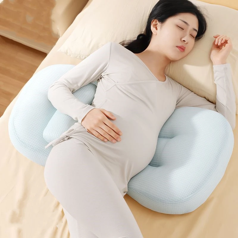 Almohada de embarazo en U transpirable con soporte lateral ajustable